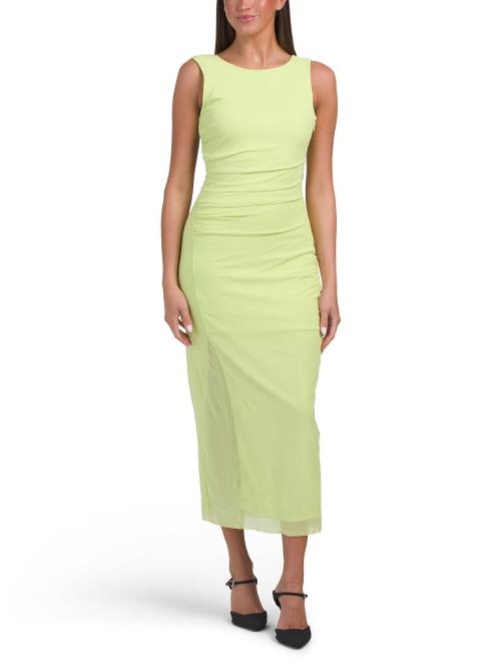 EDIT BY JASON WU Sleeveless Crew Neck Lined Mesh Asymmetrical Dress
